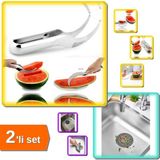 Mikasso Pratik Karpuz Dilimleyici + Yuvarlak Süzgeçli Silikon Gider Süzgeci 2li Set - PLX872