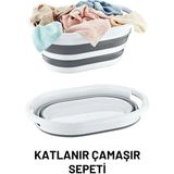 Mikasso Pratik Katlanabilir Çamaşır Sepeti Plastik Beyaz 45 x 40