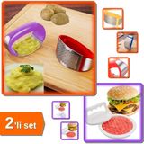 Mikasso Pratik Patates Püresi Yapma Aleti + Hamburger Yapma Aparatı - 2li Set YZ123 Çok Renkli