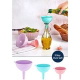 Mikasso Pratik Servis 3 Boy Huni Seti Zeytinyağı Huni Sıvı (Yağ, Süt, Su, Vs.) Aktarım Hunisi Plastik
