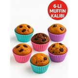 Mikasso Pratik Silikon Muffin Kalıbı - 6’lı Set Silikon Çok Renkli