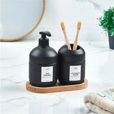Mikasso Premium Cam Banyo Seti 2'li – Lüks Sabunluk ve Diş Fırçalık Seti, Ahşap Standlı Şık Banyo Aksesuarı, - Çok Renkli