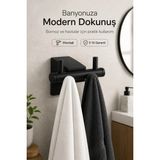 Mikasso Premium F1 Model Siyah Bornoz ve Havlu Askısı Paslanmaz Çelik Montajlı Banyo Havluluk 5 Yıl Garantil - Çok Renkli