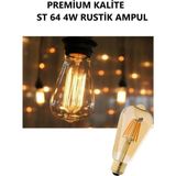 Mikasso Premium Kalite St 64 Flamanlı Rustik 4 W Amber Vintage Aydınlatma LED Ampul - Çok Renkli