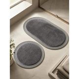 Mikasso Premium Kaymaz Taban Peluş Banyo Paspası Seti Jüt Kenar Detaylı 2’li Oval Yuvarlak 100X60 60X60 Poli - Çok Renkli