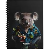 Mikasso Premium Sert Kapaklı Koala Motifli Kareli 96 Yaprak Defter 17X24 Ebat Sert Spiralli Kareli 96 Yaprak - Çok Renkli