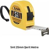 Mikasso Profesyonel 5mt 25MM Şerit Metre KUP8002 Abs Yapı Otokilit Dayanıklı 0,13MM Kalınlık 5 M