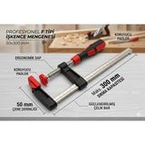 Mikasso Profesyonel F Tipi Işkence Mengenesi 50X300 mm - Ergonomik Saplı Marangoz Sıkıştırma Aleti - Çok Renkli
