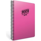 Mikasso Punto A4 140 Yaprak Plastik Kapak Spiralli Defter (6541) Kareli Pembe Sert Spiralli Kareli Büyük Boy - Çok Renkli
