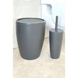 Mikasso Pure 2'li Çöp Kovası + Tuvalet Fırçası Banyo Seti - Gri Plastik Gri - Çok Renkli