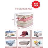 Mikasso Pvc Küp Çanta Şeffaf Fermuarlı Kıyafet, Battaniye, Nevresim Saklama Hurcu 30X30X3X30 Plastik Beyaz T