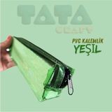 Mikasso Pvc Renkli Şeffaf Kalemlik Kırtasiye Kozmetik Düzenleme Çantası Plastik Yeşil - Çok Renkli
