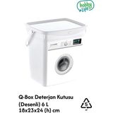 Mikasso Q-Box Deterjan Kutusu (Desenli) 6 L Plastik Beyaz - Çok Renkli