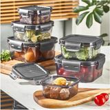 Mikasso Qlux L860X2 Ouick Sızdırmaz Kare Saklama Kabı Seti - Siyah / Şeffaf Plastik Siyah