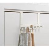 Mikasso Quick Çelik Kapı Askısı Genişlik 35 cm Metal 6 Kancalı Askılık Beyaz Askı Banyo Askılığı Beyaz - Çok Renkli