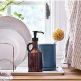 Mikasso Quick Sıvı Sabunluk Cam Hacim 380 ml Sabun Kabı Şeffaf Kahverengi Yükseklik 21 cm Cam Kahverengi - Çok Renkli