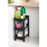 Mikasso Rafty-73-Eco-1 Tekerlekli 3 Katlı Düzenleyici- Banyo Mutfak Organizer Raf - 35,5 x 22 x 48 Cm- Siyah - Çok Renkli