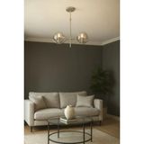 Mikasso Ranya 2 Li Füme Camlı Salon Oturma Odası Modern Avize - (Krom Kaplama) Metal 2 E27 Gri Salon / Oturm - Çok Renkli