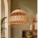 Mikasso Rattan Bambu Hasır Avize Bambu 1 E27 Bej Salon / Oturma Odası - Çok Renkli