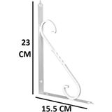 Mikasso Renk Seçenekli Beyaz 23X15.5 Ferforje Raf Altı Metal L Ayak - Raf Altı - Tek Ebat - Beyaz Beyaz