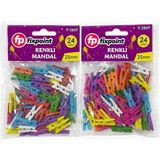 Mikasso Renkli Mandal Seti – 24’lü Mini Ahşap Mandal (25 Mm) 25 Cn