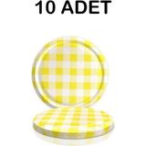 Mikasso Renkli Metal 10 Adet Kavanoz Kapağı 82MM Sarı Cam Sarı
