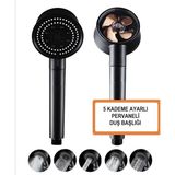 Mikasso Renkli Pervaneli Turbo Fan Başlık | Siyah Start/stop Özellikli Tasarruflu Duş Başlık Siyah Plastik