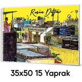 Mikasso Resim Defteri 35X50 Spiralli 15 Yaprak - Karton Kapak Karton Spiralli Çizgisiz Belirtilmemiş Çok Re - Çok Renkli