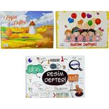 Mikasso Resim Defteri Karton Kapak Spiralli 24X34 cm 15 Yp Karton Spiralli Çizgisiz Orta Boy Beyaz Resim Def - Çok Renkli