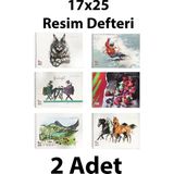 Mikasso Resim Defteri Spiralli Karton Kapak 17X25 cm 15 Yaprak 2 Adet Karton Spiralli Çizgisiz Küçük Boy Çok - Çok Renkli