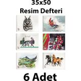 Mikasso Resim Defteri Spiralli Karton Kapak 35X50 cm 15 Yaprak 6 Adet Karton Spiralli Çizgisiz Büyük Boy Çok - Çok Renkli