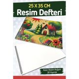 Mikasso Resim Defteri Spiralli Kraft Karton Kapak 20 Yaprak 25X35 cm Büyük Boy -T1485 Karton Spiralli Çizgis - Çok Renkli