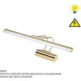 Mikasso Resim,tablo,ayna Üstü Banyo Ledli Aplik 220V 5 Renk Gold Flüt Aplik 3000K Günışığı (Pilli Değildir) - Çok Renkli
