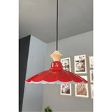 Mikasso Risso Kırmızı Metal Rustik Küçük Q Kafa Başlık Tekli E27 Sarkıt Avize Metal 1 E27 Kırmızı Salon / Ot - Çok Renkli