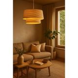 Mikasso Riva Grande Rattan Hasır Avize Hasır 1 E27 Bej Salon / Oturma Odası - Çok Renkli