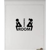 Mikasso Room - Thinking Banyo Kapısı Sticker Yapıştırması Siyah - Çok Renkli