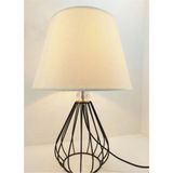 Mikasso Rustic Metal Kafes Ferforje Ayaklı Açık Krem Kumaş Başlıklı Abajur Masa Lambası Metal Beyaz - Çok Renkli