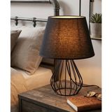 Mikasso Rustic Metal Kafes Ferforje Ayaklı Siyah Kumaş Başlıklı Abajur Masa Lambası Metal Beyaz - Çok Renkli
