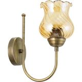 Mikasso Rustik Retro Modern Model Şık Eskitme Aplik Marul Cam Metal Bej - Çok Renkli