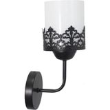Mikasso Rustik Retro Modern Model Şık Siyah Aplik Beyaz Cam Taçlı Metal Beyaz - Çok Renkli