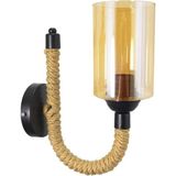 Mikasso Rustik Retro Şık Model Halatlı Siyah Aplik Balcam Metal Beyaz - Çok Renkli
