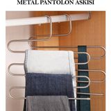 Mikasso S-Tipi Metal Pantolon Askısı 5 Katlı Pantolon ve Eşarp Askısı Metal Metalik Tr