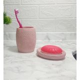 Mikasso Sabunluk Diş Firçalik 2 Li Banyo Seti,pembe Petek Model,poliresin Polyester Pembe - Çok Renkli