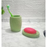 Mikasso Sabunluk Diş Firçalik 2 Li Banyo Seti,yeşil Petek Model,poliresin Reçine Yeşil - Çok Renkli