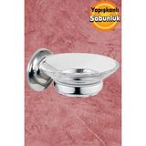 Mikasso Sabunluk Katı Sabunluk Yapışkanlı El Sabunluğu Kristal Metal Beyaz - Çok Renkli