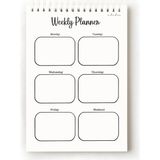 Mikasso Sade Minimalist Ingilizce Haftalık Planlayıcı, Weekly Planner, A5 Planner, Spiralli Planner, Telli K - Çok Renkli