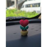 Mikasso Saksıda Kalp Çiçek Araba Süsü 3D Mini Boyutta - Dikiz Ayna Torpido Süsü - Çok Renkli