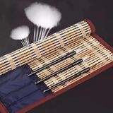 Mikasso Sanatsal Rulo Fırça Çantası (Bambu) 15-20 Kapasiteli Tekstil Bej - Çok Renkli