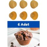 Mikasso Sarı 6'lı Silikon Mini Browni Kalıbı - Muffin Kalıbı 6 Adet Cupcake Kek Kalıbı Seti Silikon Sarı