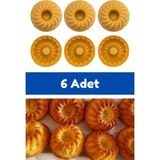 Mikasso Sarı 6'lı Silikon Mini Kek Kalıbı - Muffin Kalıbı 6 Adet Göbekli Kek Kalıbı Silikon Sarı